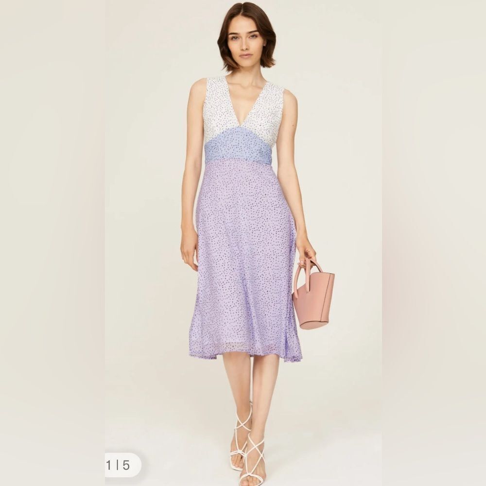 Anthropologie Hutch multi dot midi dress purple